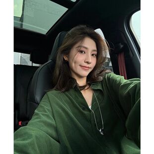 墨绿色衬衫 初春港风名内搭外穿宽松百搭高级衬衣上衣女洋气 女长袖