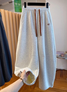 G461华棉复真超特大码300斤韩系加绒弯刀卫裤女冬2025新款