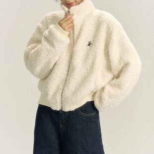 300克羊羔绒外套女秋冬新款 小个子设计感加绒甜美百搭小众宽