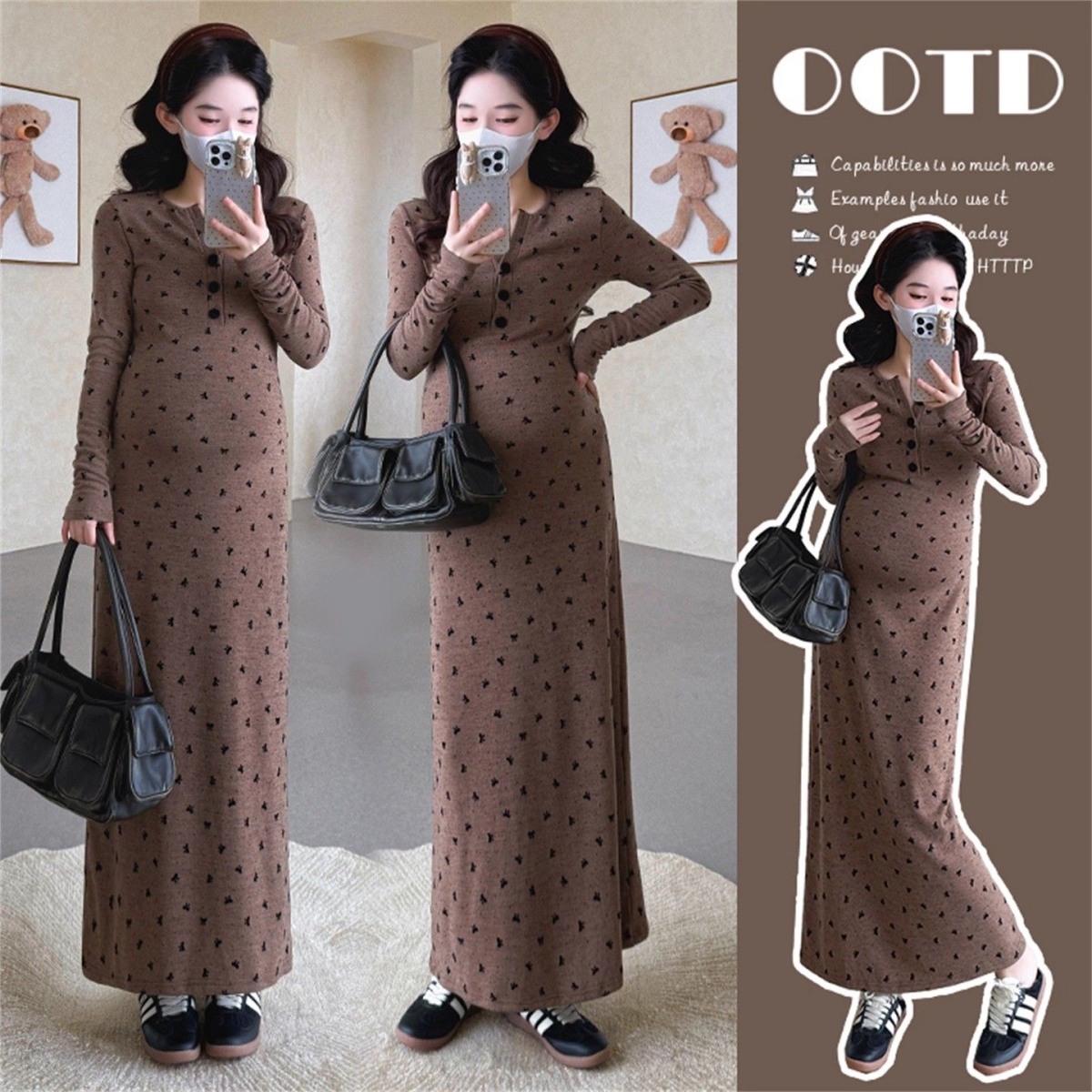 孕妇装冬装潮妈孕期不显怀针织连衣裙2025新款秋冬法式高级感穿搭