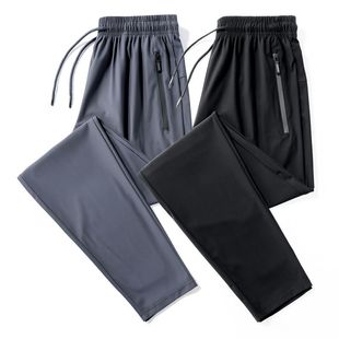 2025年新款冰丝锦纶高弹九分裤男装休闲直筒长裤夏季时尚运动裤