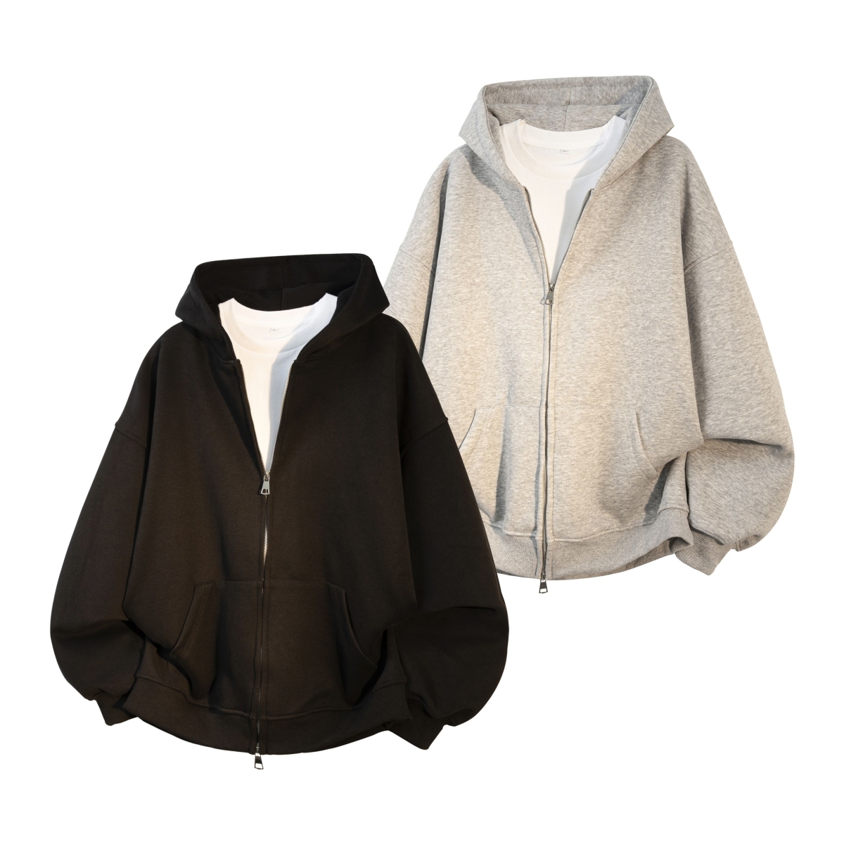 高质量重磅卫衣男士双头拉链外套美式休闲高街连帽开衫秋冬季新款