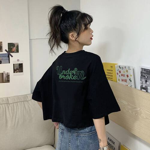 短款短袖纯欲风纯棉t恤女