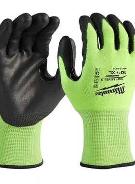 Milwaukee米沃奇绿色防切割工作耐磨防滑户外作业防护手套