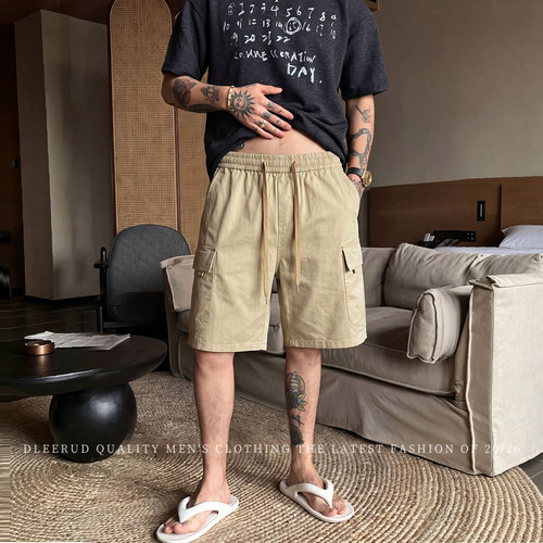 莱赛尔天丝工装短裤男士宽松大码
