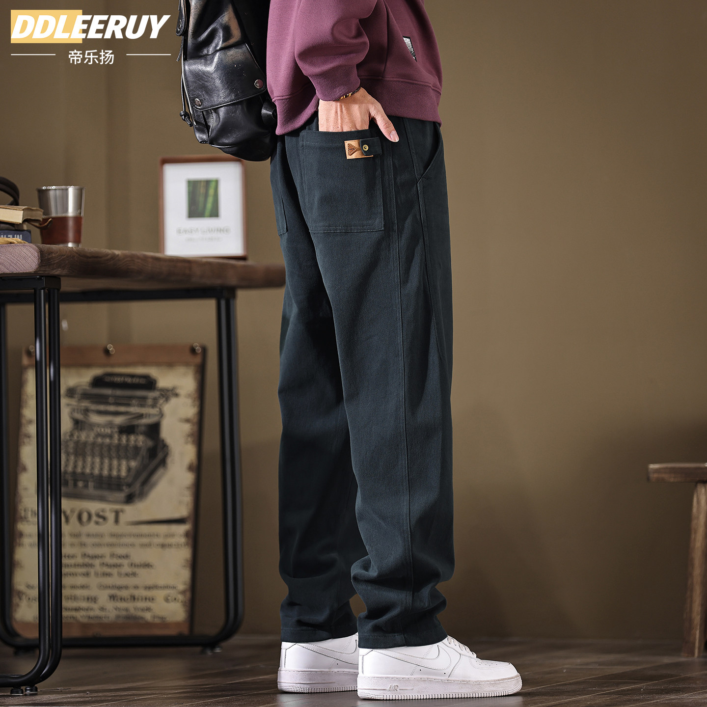 日系复古宽松弹力工装休闲裤男士