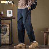 新款 裤 高端直筒加绒休闲裤 潮牌痞帅宽松大码 秋冬季 工装 男士 锥形裤