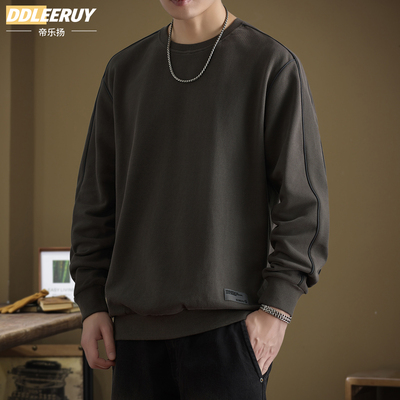 美式重磅纯棉圆领卫衣男宽松大码