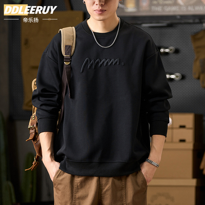 长袖上衣外套男重磅刺绣圆领卫衣