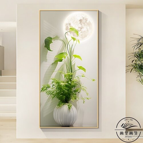 清新绿植玄关装饰画客厅正对门走廊过道壁画入户高档现代简约挂画