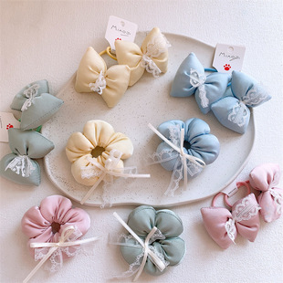 儿童布艺塞棉花朵蝴蝶结发圈可爱女童扎头发皮筋头绳丸子头大肠圈