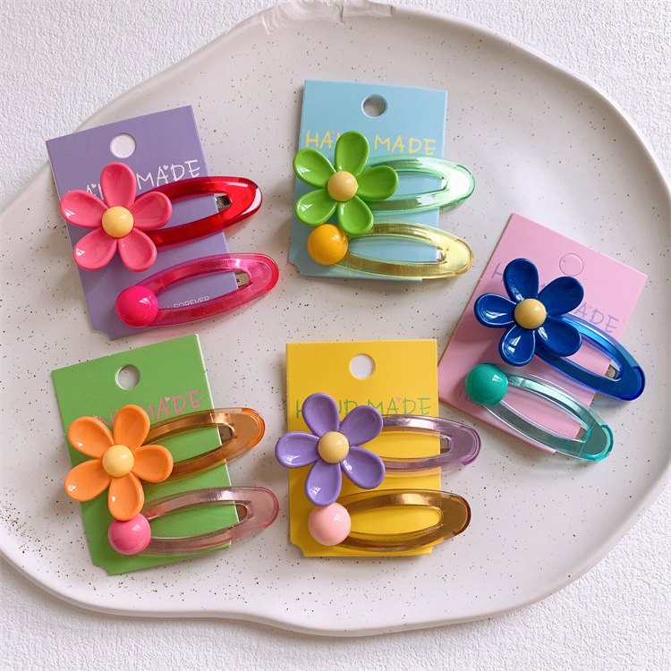 儿童糖果色花朵发夹可爱儿童透明彩色BB夹发卡宝宝刘海碎发侧边夹