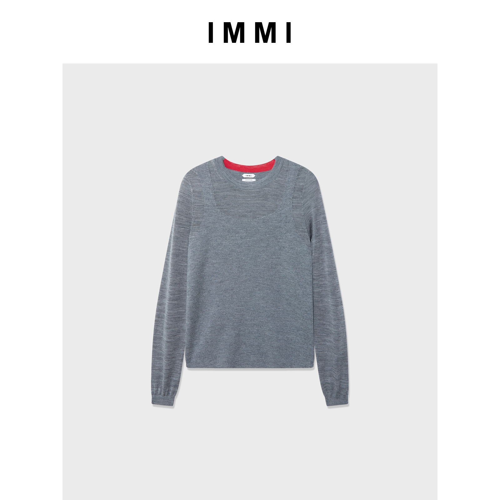 【IMMI】25秋冬新品羊毛假两件长袖针织衫MWEFWKTP0613X