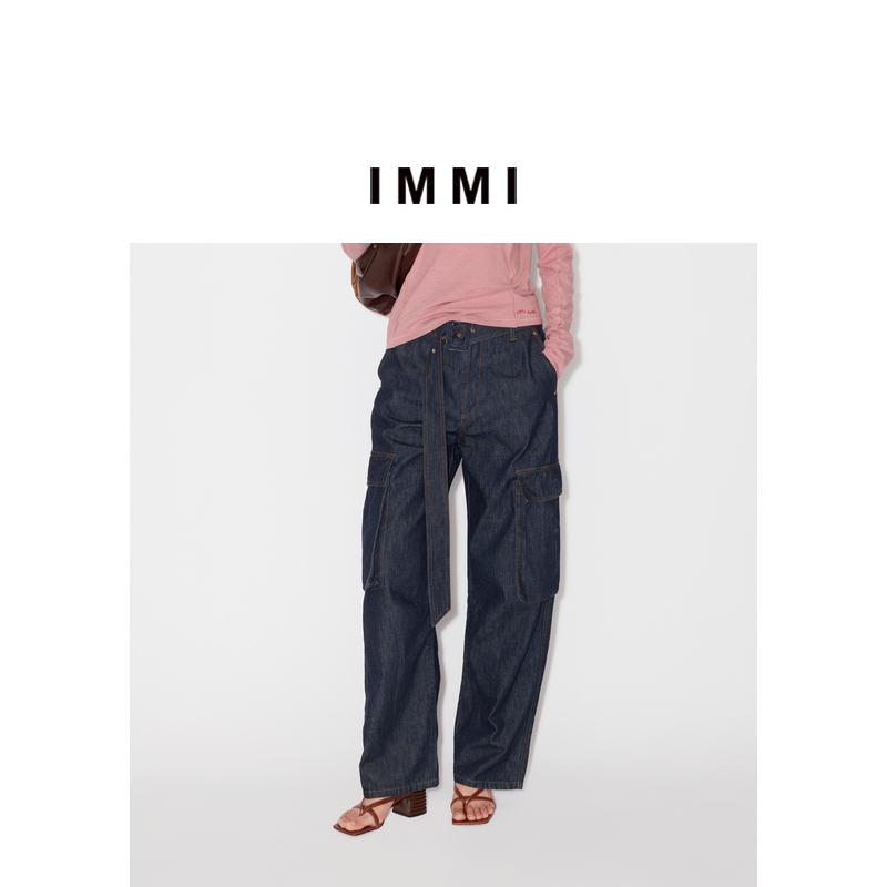 【IMMI】25夏季新品薄牛仔工装口袋宽松长裤MWESSWPT0431X