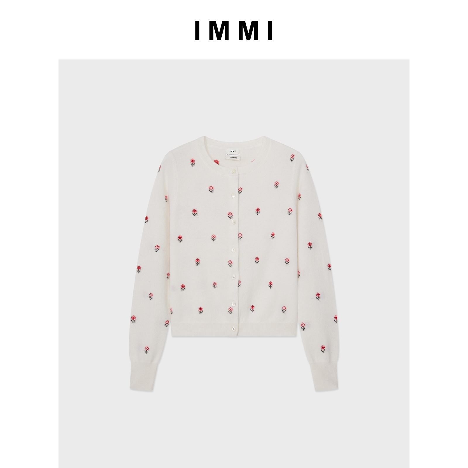 【IMMI】25秋冬新品羊绒小提花圆领针织开衫MWEFWKJK0643X