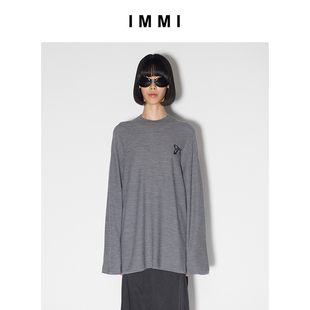 羊毛蝴蝶提花宽松套头上衣141KN014Y IMMI 春夏新品