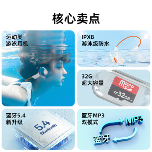 跨境x7s骨传导蓝牙耳机带32g内存长续航听音乐运动跑步游泳耳机
