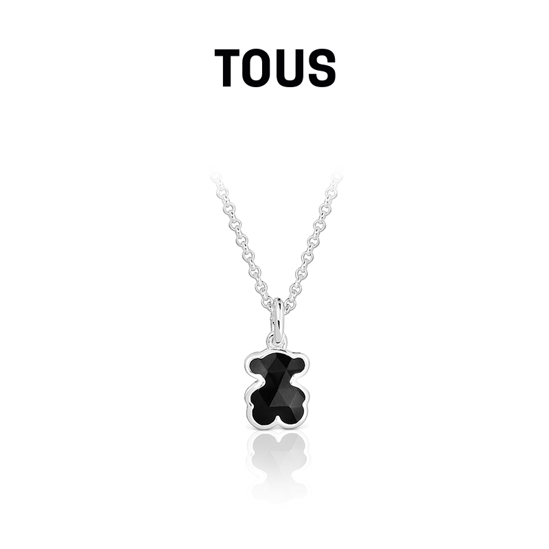 【新品】TOUS桃丝熊Icon Color系列925银黑玛瑙小熊项链生日礼物