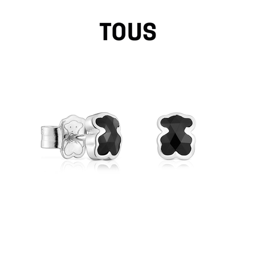 【新品】TOUS桃丝熊Icon Color系列925银黑玛瑙小熊耳钉生日礼物