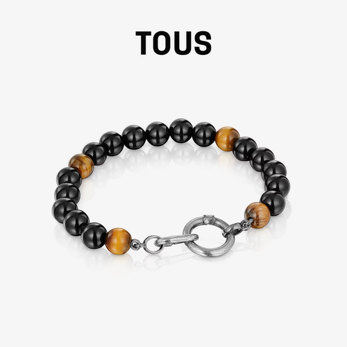 【新品】TOUS桃丝熊TOUS Hold 男士925银黑玛瑙手链生日礼物