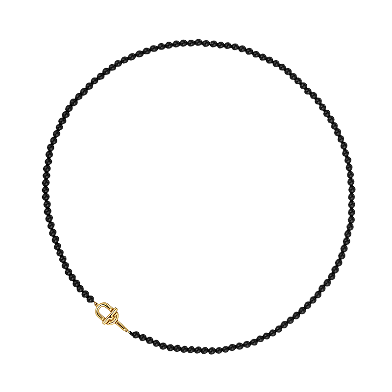 TOUS/桃丝熊MANIFESTO银镀18K金黑玛瑙项链礼物