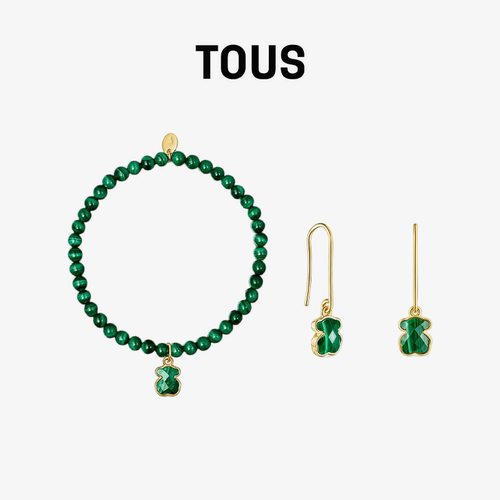 tous/桃丝熊绿色孔雀石手链