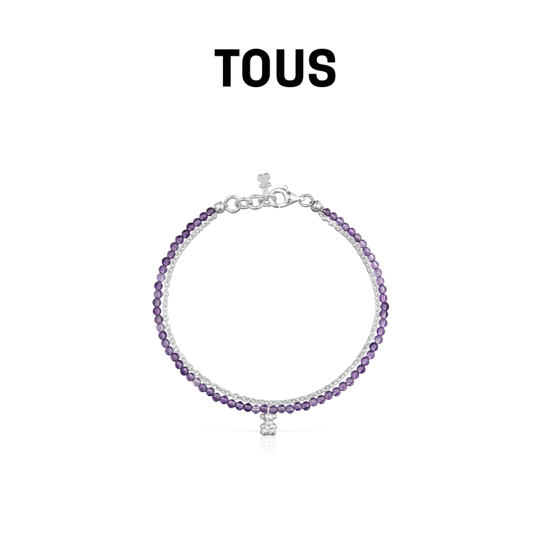【新品】TOUS桃丝熊Bold Bear系列925银紫水晶手链彩色多巴胺礼物