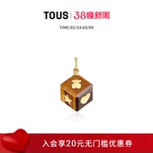 TOUS 2026新品 桃丝熊CUBE系列14k金虎眼石方形吊坠 38狂欢
