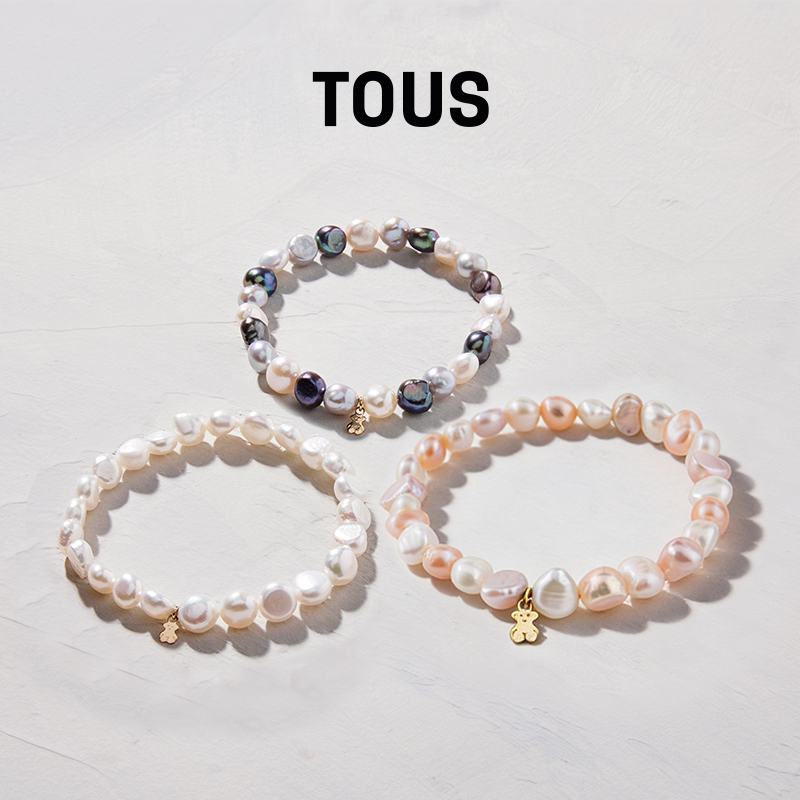 TOUS桃丝熊巴洛克珍珠轻奢设计感精致叠带手链情侣女生节日礼物