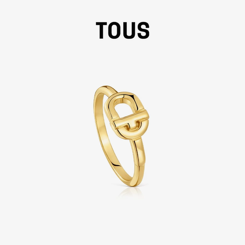 TOUS桃丝熊银镀18K金戒指