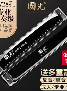 口琴国光24/28孔复音重音c调宽音域口风琴初学者入门学生专业演奏
