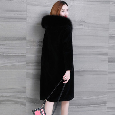 海宁皮草外套中长款连帽羊毛大衣