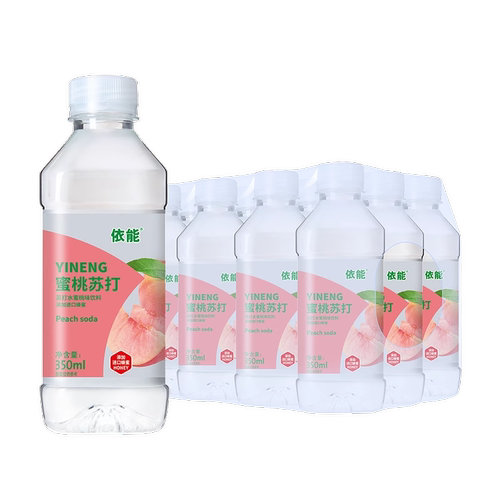依能柠檬蜜桃味果味水无汽350ml*12瓶装果味苏打饮料饮品整箱包邮