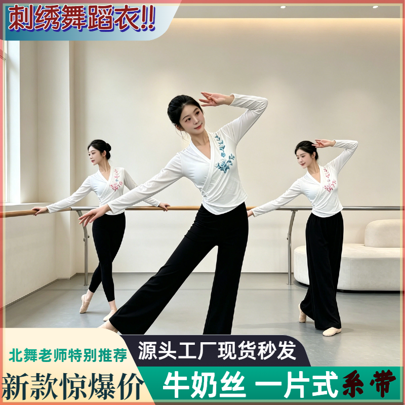 朝鲜族舞蹈服装女古典舞练功服上衣大摆裙飘逸成人艺考刺绣表演服