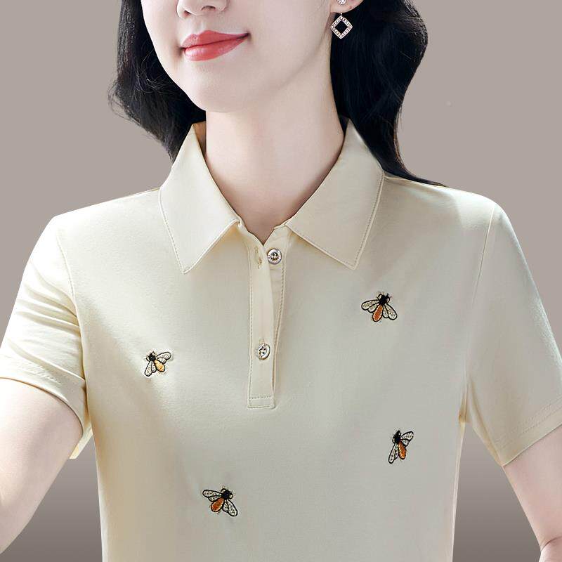 短袖女t恤2024新款减龄气质89916248季POLO衫设计感小正肩众别致