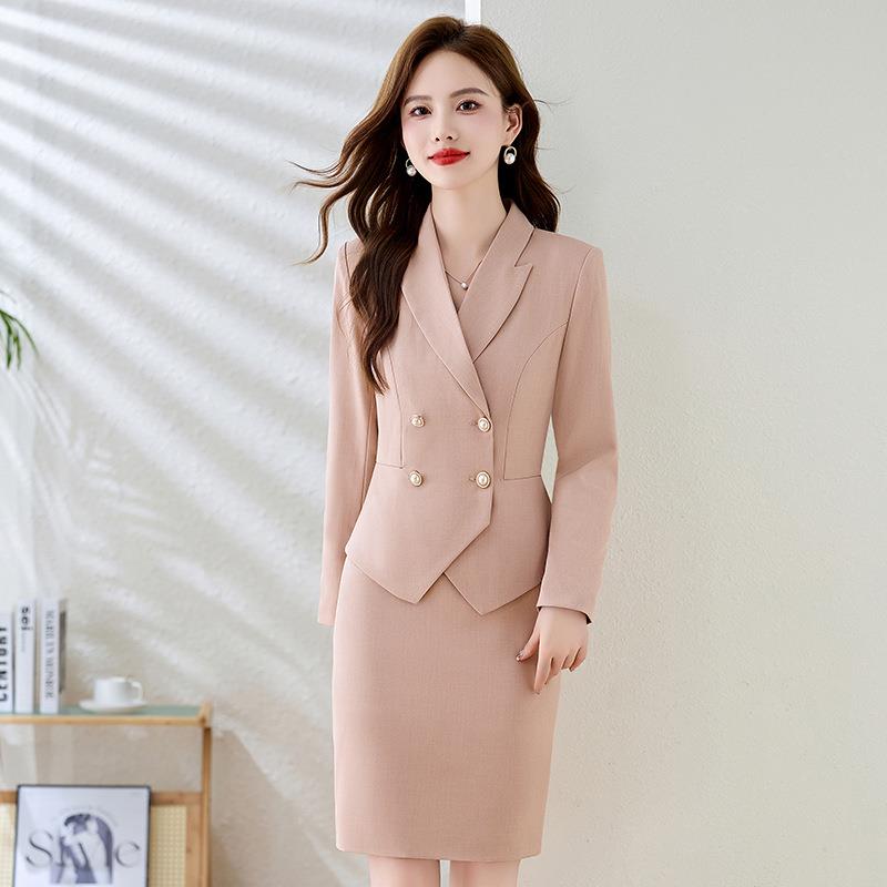 224秋季新品件女韩版修身气质9西BL9926装领假两中0长款时尚连衣