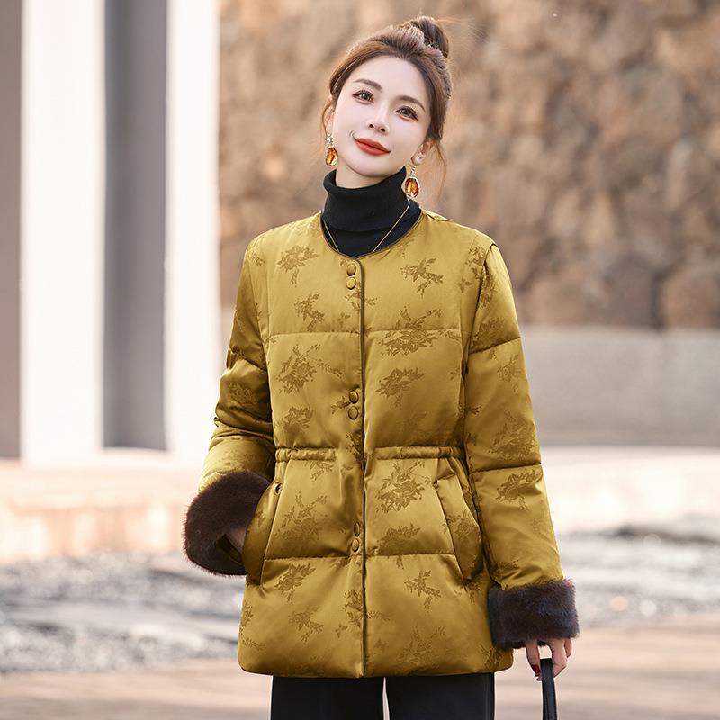 中式国风羽绒YE6332-1服女20新24冬季新款高3端洋气时尚羽绒轻衣