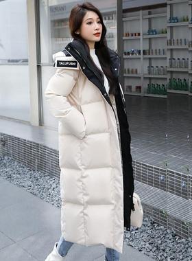 撤外贸正品羽绒服女中长款239025新套鸭款冬过膝长款白绒加柜厚外