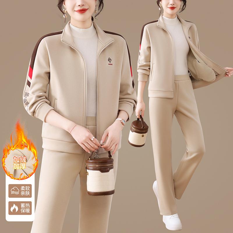 年轻98637427妈妈运套显装女秋冬2025新款时加尚动大码绒加厚运动