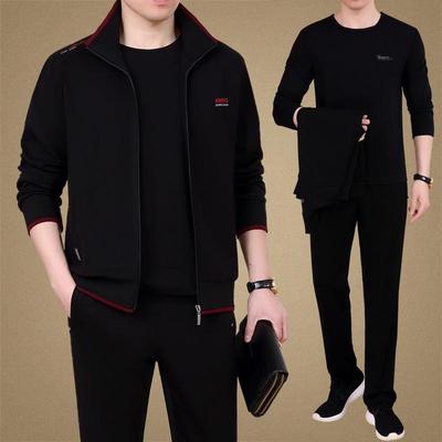 中老运年长1款动套装男春秋三件套大码卫衣休闲外套袖男士运动服