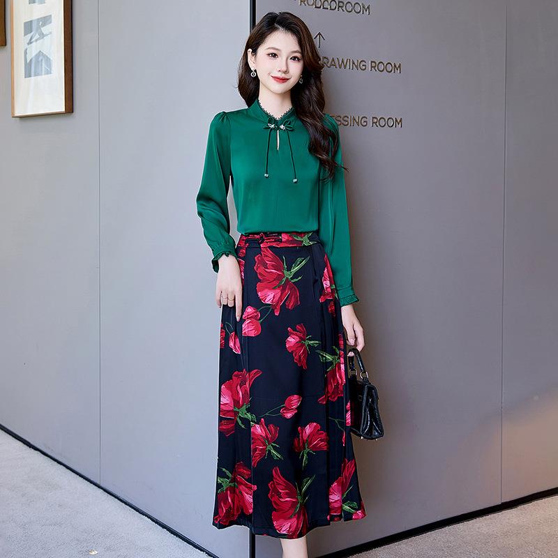 时尚套装女2件02衣4秋季款新气质盘扣HR767-6上半身裙减龄两套裙H