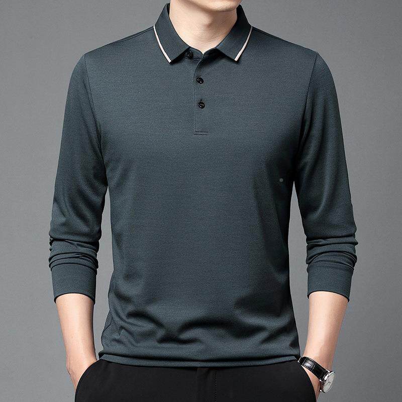 品牌男装T恤纯225秋季新款中9152-KK爸老年爸装宽0松色羊绒长袖体