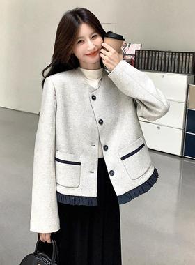 子好看花C166-652边小风毛呢外套女短款20香25巨秋冬法式气质小个