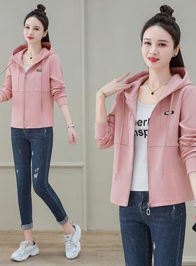 卫衣外套女春装02578-202新款小个子修2长袖连帽开衫运动身春服秋