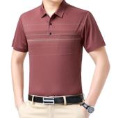 翻8859 恤衫 P领休闲中年男装 季 青男 夏潮男士 条纹流文化衫 短袖