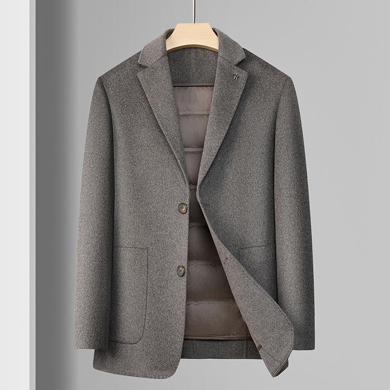 男式呢休闲西装秋冬双面呢脱卸绒暖内Y6802-J胆商务羽保单西中年