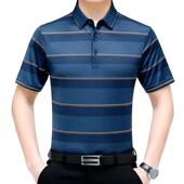 X薄款 桑蚕丝短袖 翻领85028 商休闲爸装 免务烫抗爸皱 中恤年男夏季