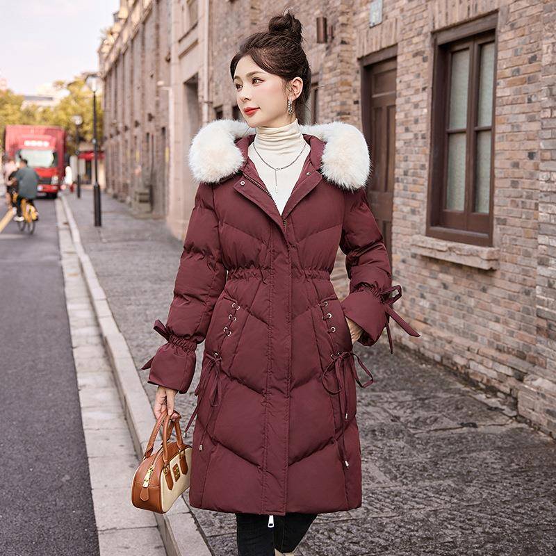 加厚保暖羽绒棉服女长款新款冬棉AH-X2-1收H腰显瘦大毛领棉衣袄潮