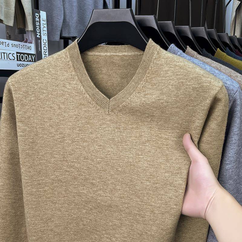 2025冬季中青年男士T恤绵羊秋毛衫商务适闲V领简约保暖舒OY6803-H