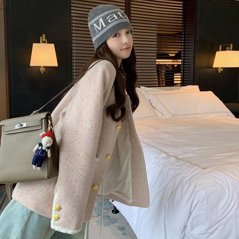 粉名媛小香风外套C321-D99女色韩秋季2205新款系小个子温柔甜美超